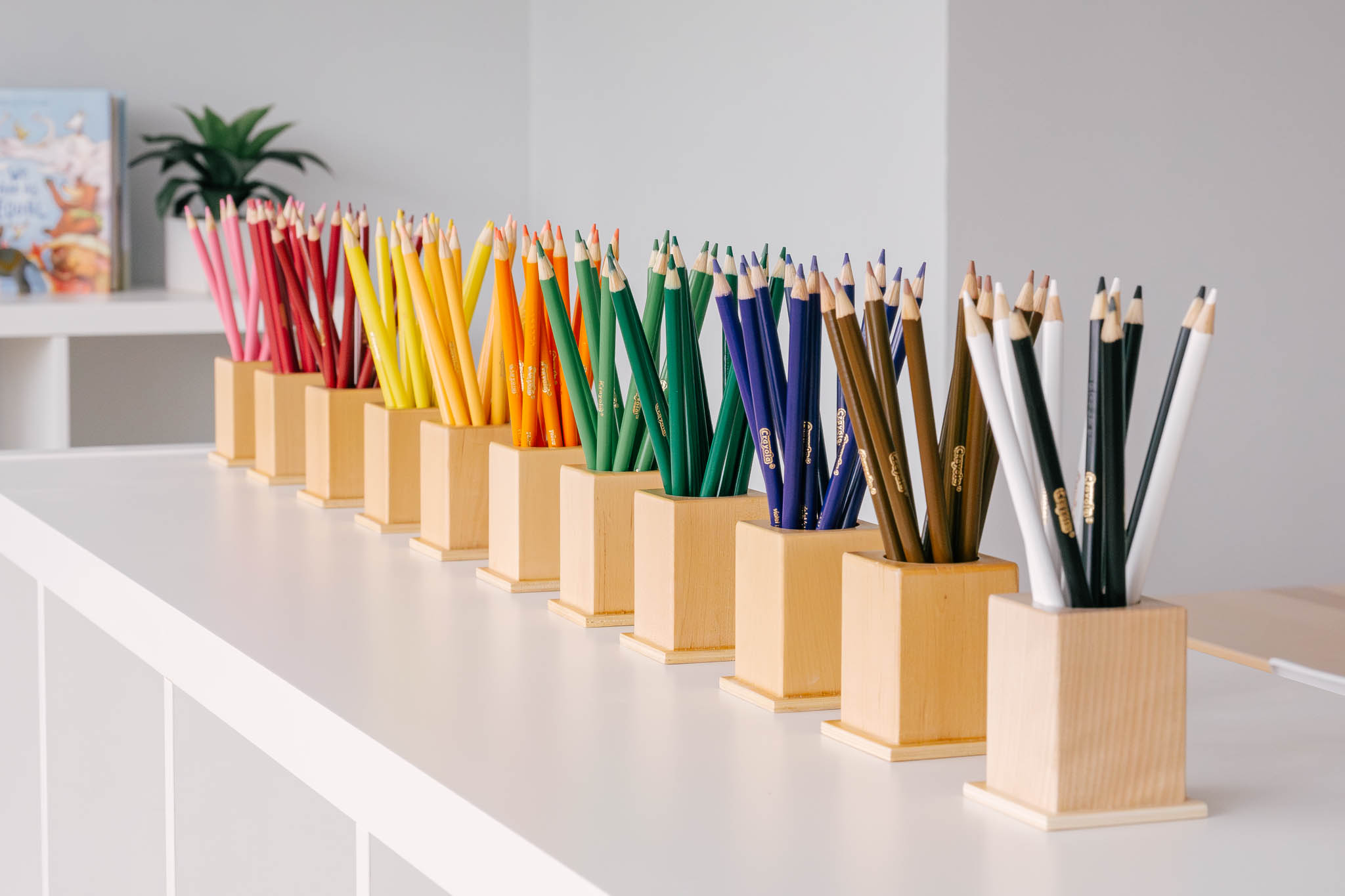 Colorful pencils ready for creative activities